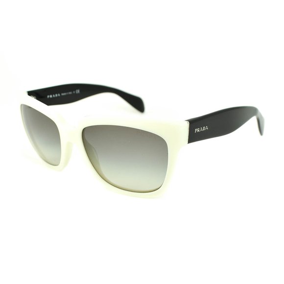 Prada Accessories - PRADA: Black/Off-White & Silver Logo Sunglasses sc